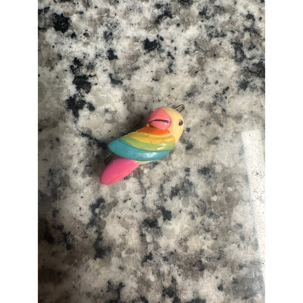Rainbow Bird Charm Pendant Keychain Bag Accessory Colorful Kawaii Handmade